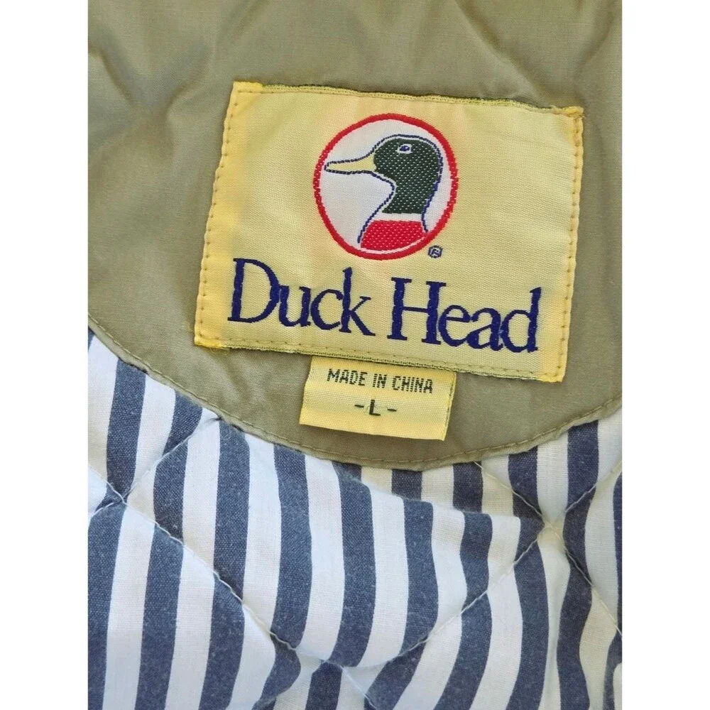 Vintage Duck Head Bomber Jacket Quilt Lining Zip Out Hood Outdoor L Neutral 90s